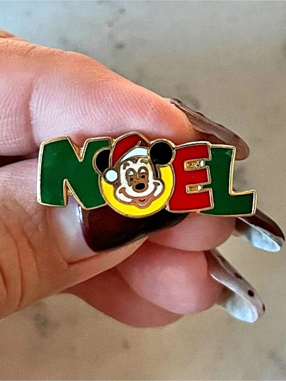 Disney Vintage Walt Disney Productions Noel Mickey Mouse Santa Hat Enamel Pin